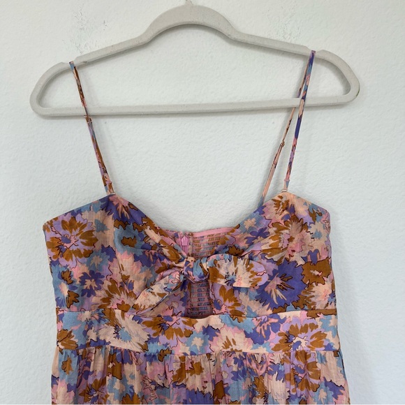 ZIMMERMANN Floral Print Cutout Strapless Tiered Midi Dress in Purple Floral - Picture 7 of 13